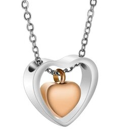 Ashanger RVS Hartje in hart zilver/roségoud incl. ketting