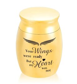 Mini urn goudkleurig glanzend Wings (extra klein: 3cm)