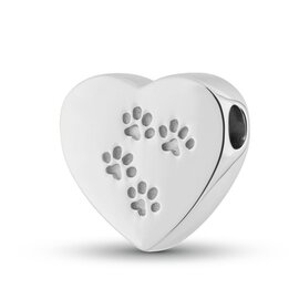 Assieraad Hart met pootafdrukjes zilver 925