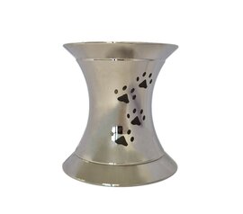 Waxine urn zilverkleurig glans met hondenpootjes 0,04L