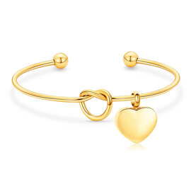 As Armband knoop en hartje goudkleurig