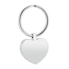 As Sleutelhanger hart rvs zilverkleurig mat