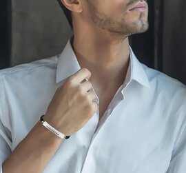 As armband Always in my heart zwart/rvs