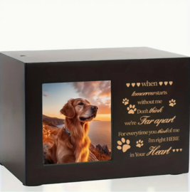 Dieren urn met fotolijstje hout (9x7,5x12,5)