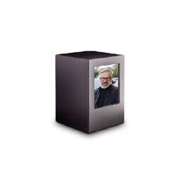 Houten urn mat zwart met foto mini (0,3L)