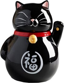 Katten urn Maneki Neko  zwart (0,88L)