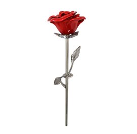 Mini urn bloem Roos rvs rood met Gratis standaard en bewaardoosje