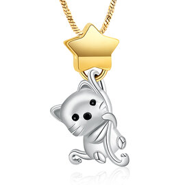 Ashanger/ asbedel Katje zilver met ster goudkleur rvs