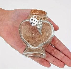 Glas urn / gedenkpotje voor haren kat