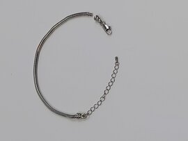 Zilverkleurige armband 19-24cm RVS voor asbedel 3mm