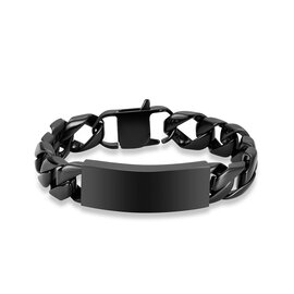 As armband zwart glans rvs (19 cm)