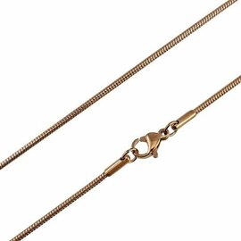 As ketting rvs slang roségoudkleurig 70 cm
