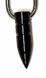 Ashanger kogel zwart incl. zilverkleurige ketting 3mm dik