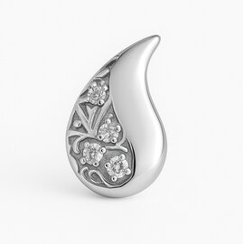 Ashanger druppel met steentjes zilverkleurig glans (opruiming)