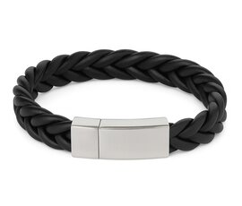 As armband zwart gevlochten met zilverkleurig (opruiming)