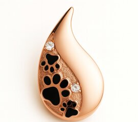 Ashanger druppel met dierenpootjes rosegoud (opruiming)