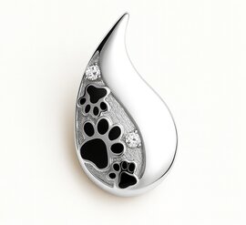 Ashanger druppel met dierenpootjes zilverkleurig  (opruiming)