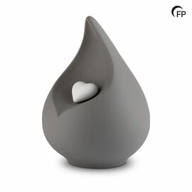 Porseleinen urn donkergrijs met wit hart 3,6L