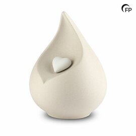 Porseleinen urn lichtbeige met wit hart 3,6L