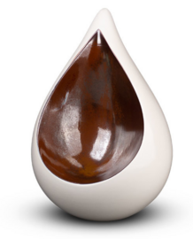 Keramische urn traan wit en bruinrood (Kan ook buiten 3,4L)