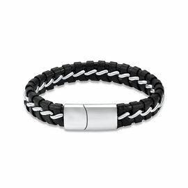 As armband zwart mat + rvs 19 cm
