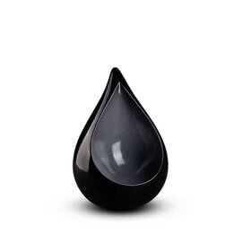 Keramische mini urn traan zwart/grijs (kan ook buiten, 0,4L)